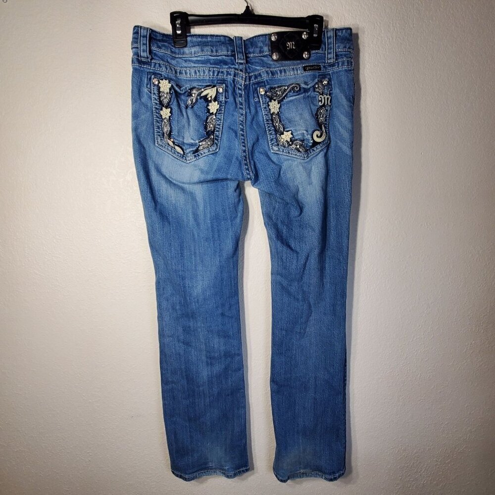 Miss Me Womens Size 29 Medium Wash Bootcut Jeans With Embellished Back Pockets - Picture 10 of 15
